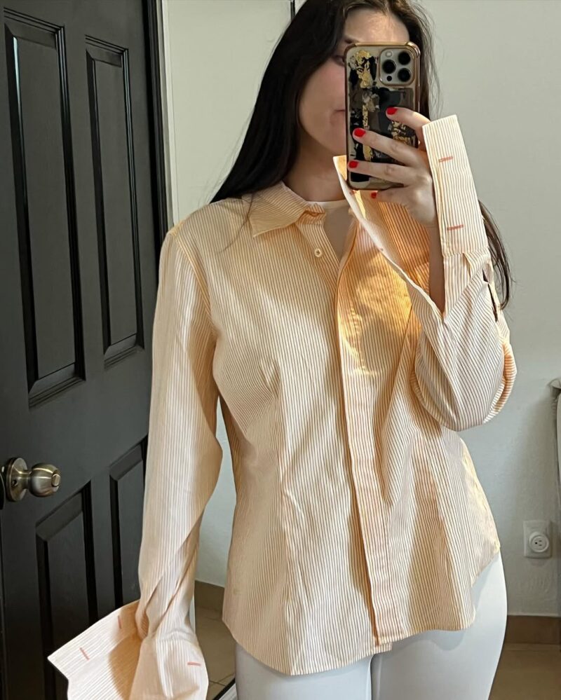 Blusa de botones a rayas naranja con blanco – Tommy Hilfiger