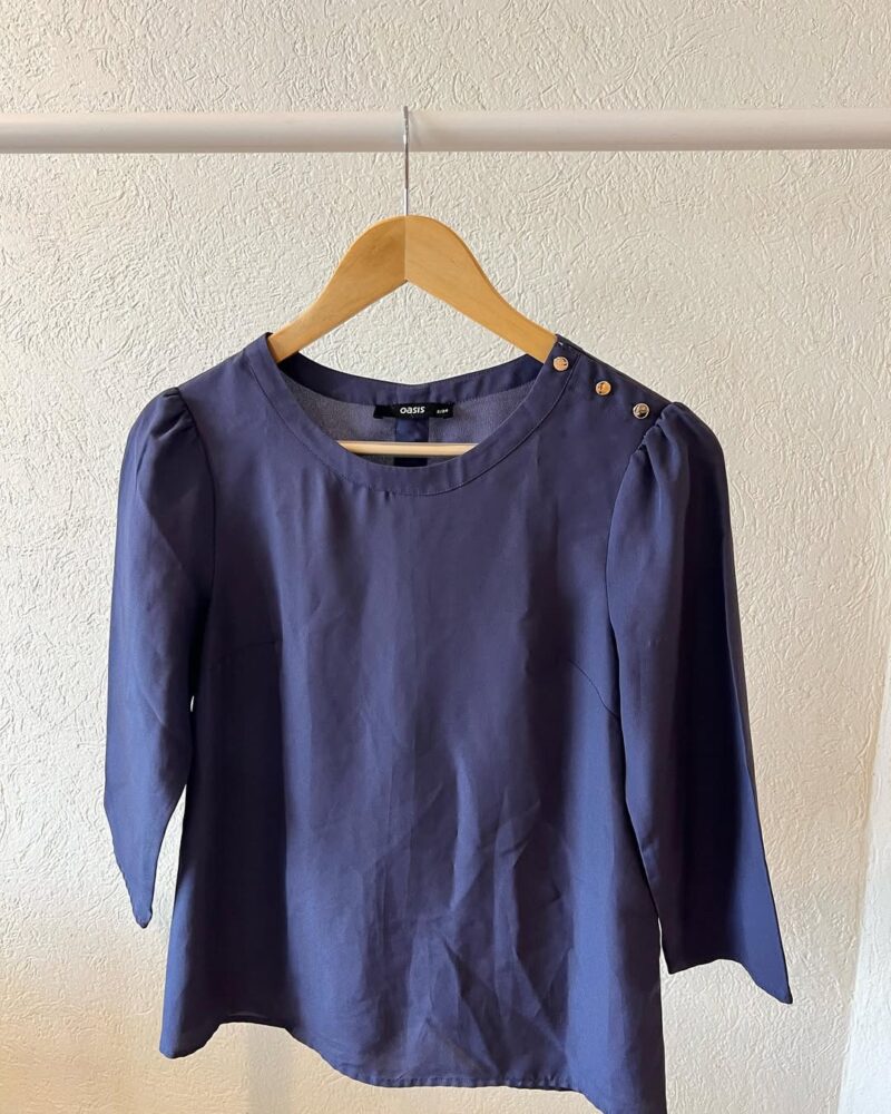Blusa de gasa con mangas 3/4 – Blanca